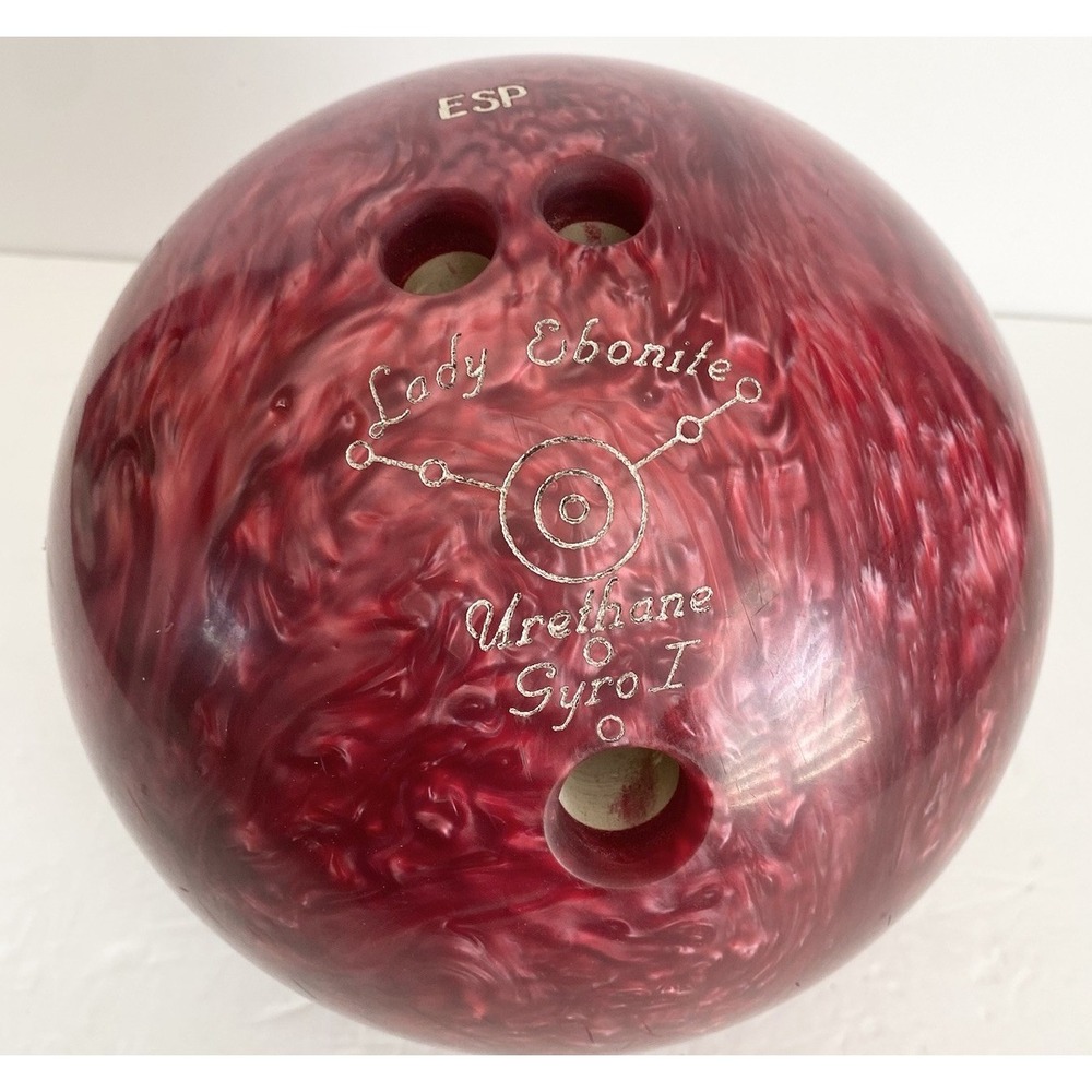 Vtg Ebonite Lady Ebonite Urethane Gyro I Bowling Ball 10lb Red Pink Rose Marble